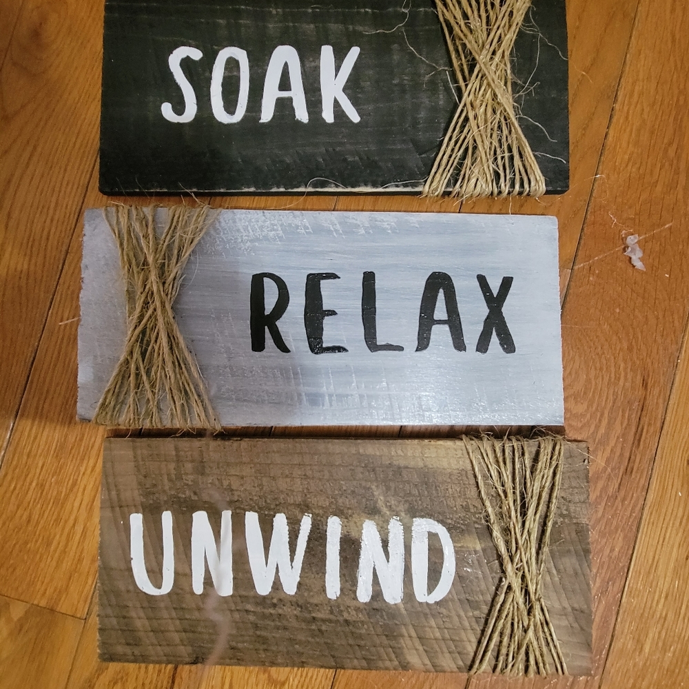Selling these handmade bathroom decor signs.